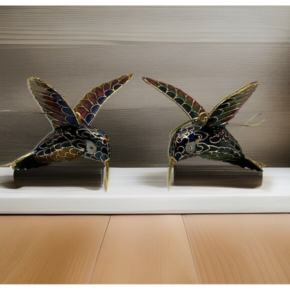 Other - Pair Of Beautiful Cloisonné Hummingbird Decorations VGC